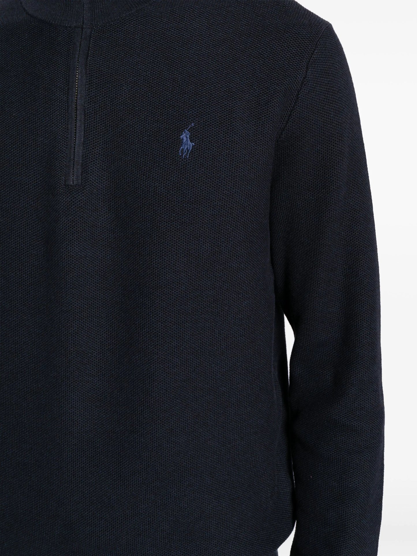 スウェット・トレーナー RALPH LAUREN Logo Embroidered Cotton Half Zip Sweatshirt Nav RALPH LAUREN Logo Embroidered Cotton Half Zip Sweatshirt