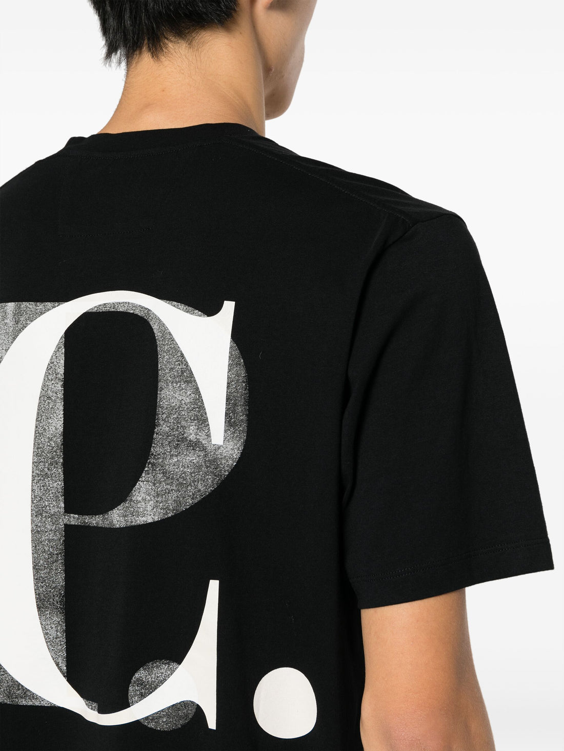 C.P. COMPANY Logo Graphic Print Cotton T-Shirt Black - MAISONDEFASHION.COM