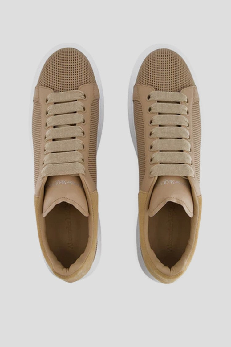 ALEXANDER MCQUEEN Perforated Detail Oversized Sole Suede Sneakers Beige