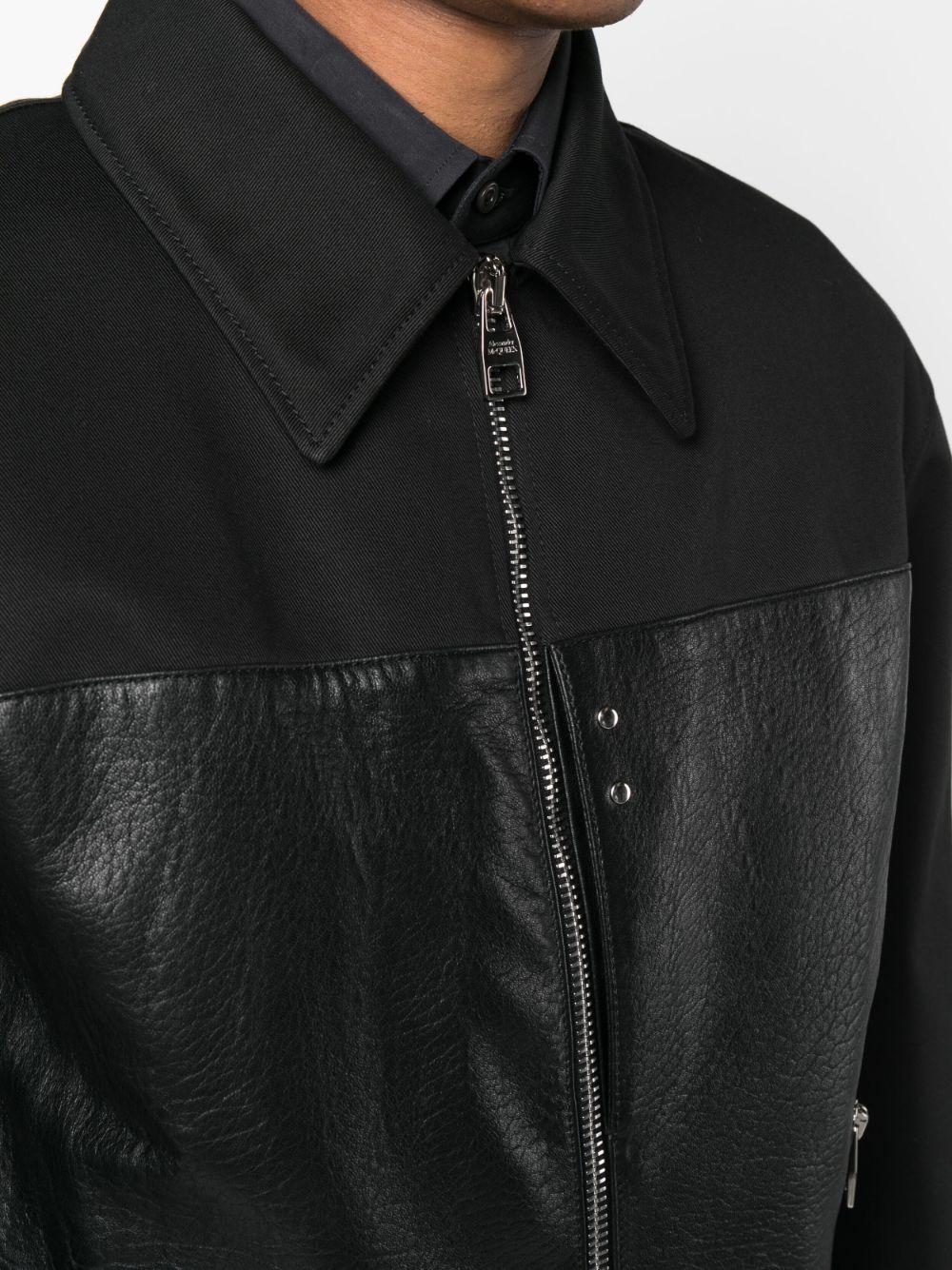ALEXANDER MCQUEEN MEN Panelled Zipped Bomber Jacket Black - MAISONDEFASHION.COM