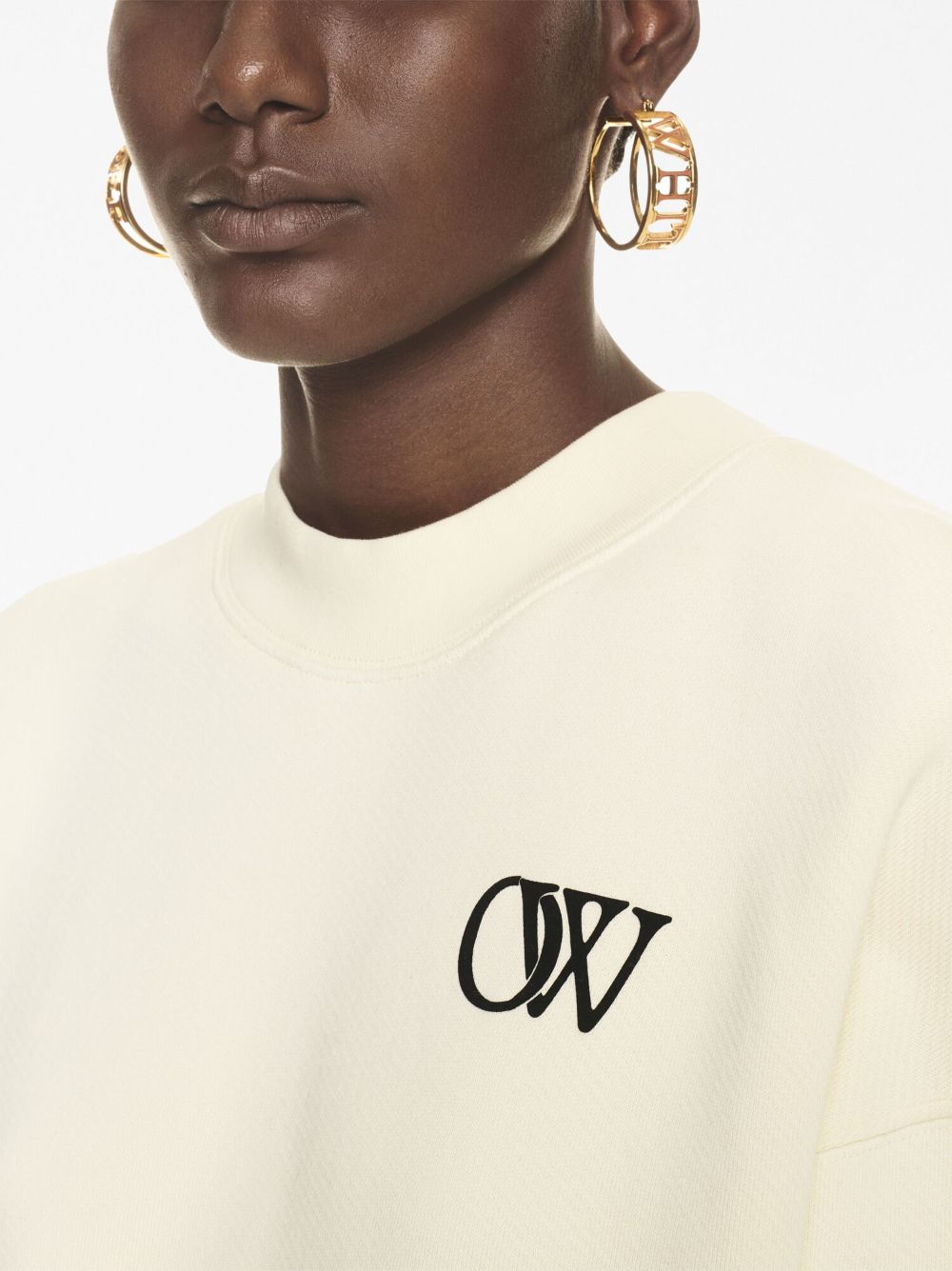 OFF-WHITE WOMEN OW Print Cotton Sweatshirt Beige Black
