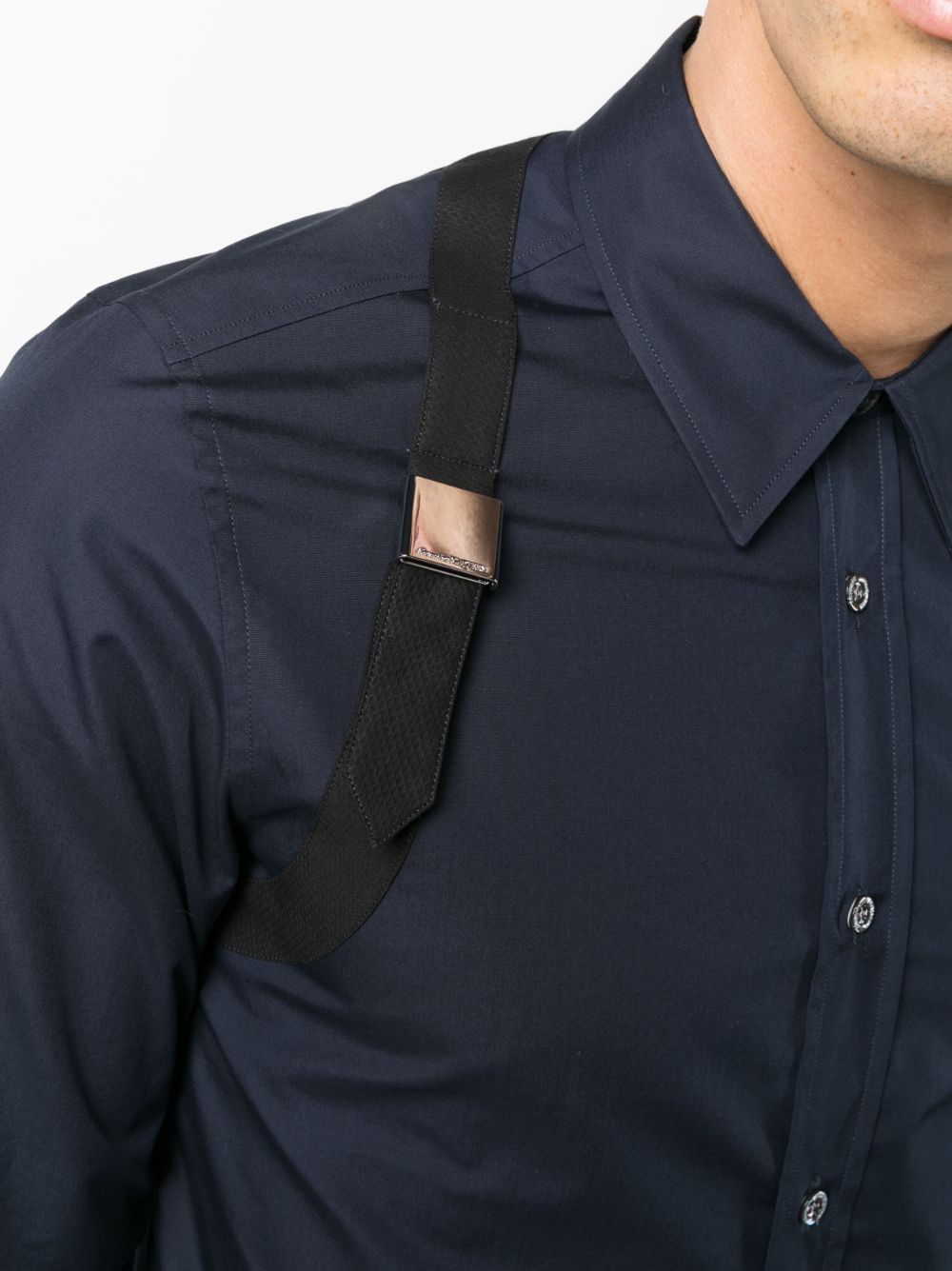 ALEXANDER MCQUEEN MEN Harness Poplin Shirt Navy/Black - MAISONDEFASHION.COM
