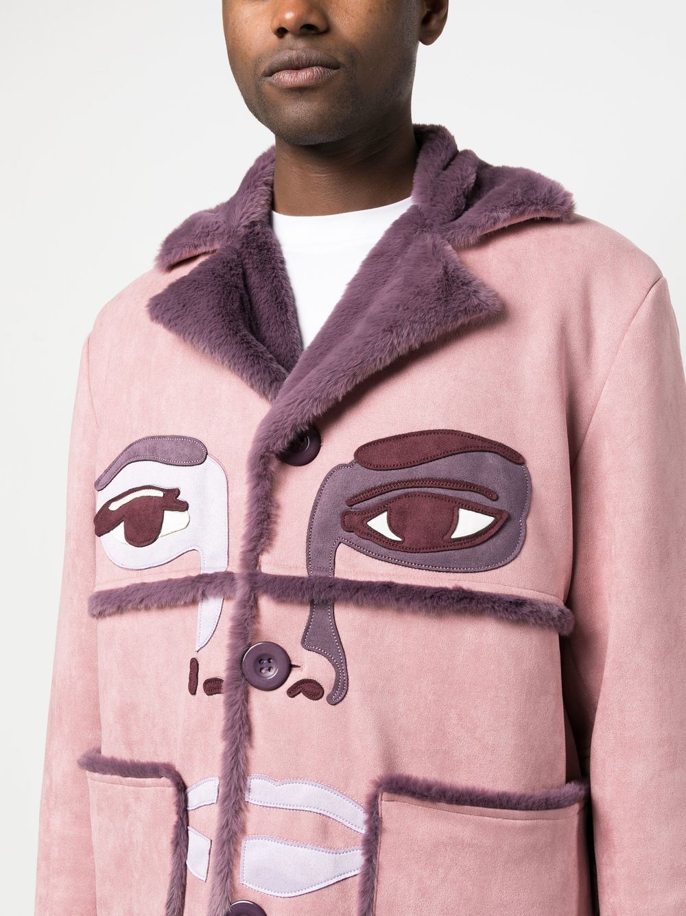 KIDSUPER Face Suede Collar Coat Pink - MAISONDEFASHION.COM