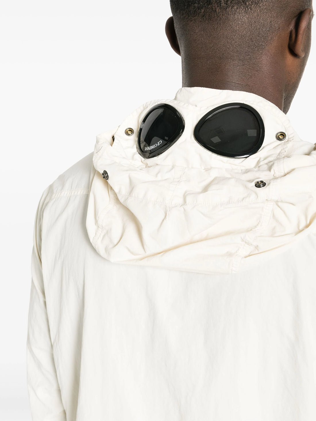 C.P. COMPANY Flatt Nylon Goggle Overshirt Button Up Jacket Beige - MAISONDEFASHION.COM