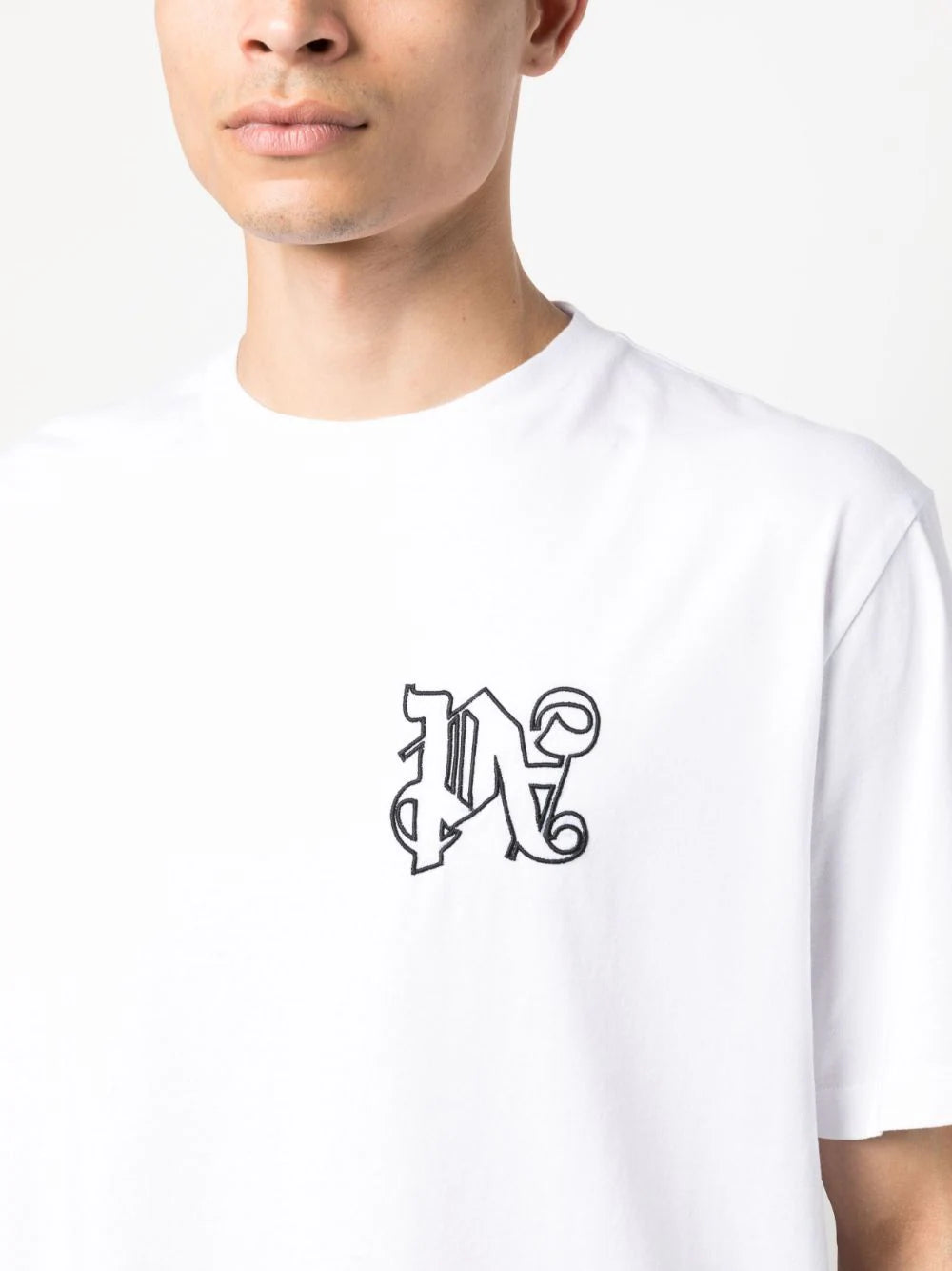 PALM ANGELS MEN Pa Monogram Regular T-Shirt White/Black - MAISONDEFASHION.COM