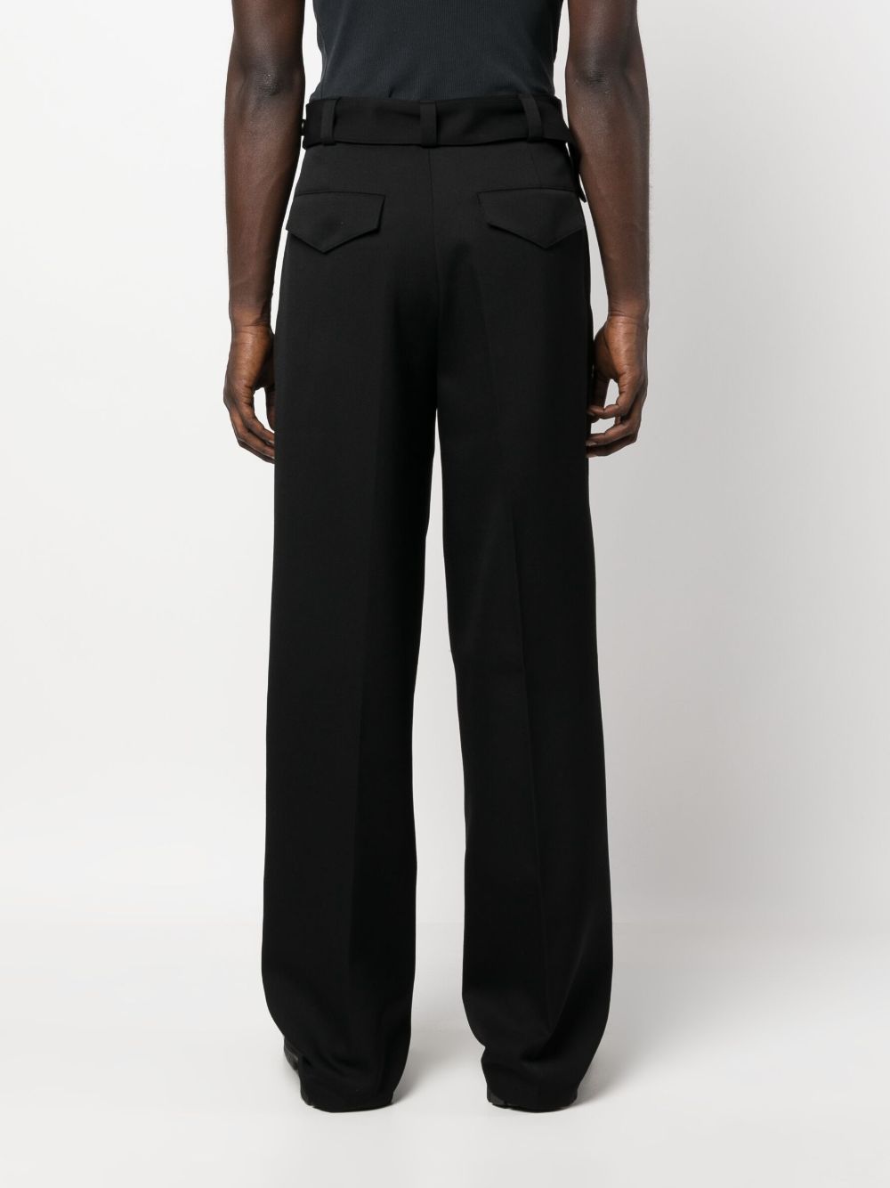 JIL SANDER MEN Wide Leg Tailored Wool Trousers Black - MAISONDEFASHION.COM
