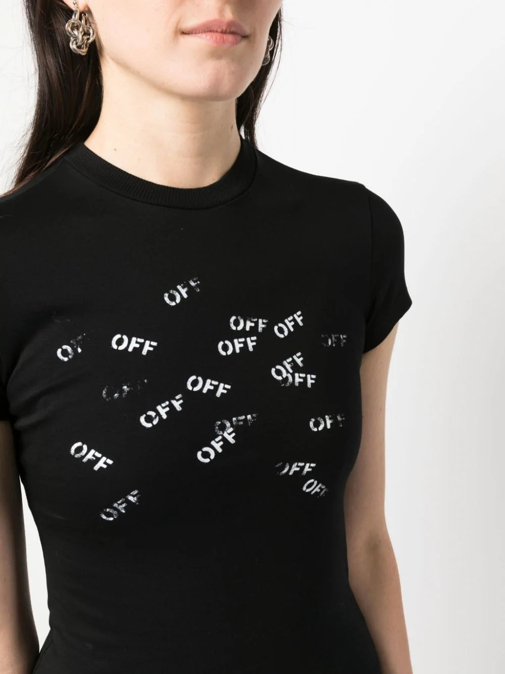 OFF-WHITE WOMEN Multi OFF Stamp Logo T-Shirt Black/White - MAISONDEFASHION.COM