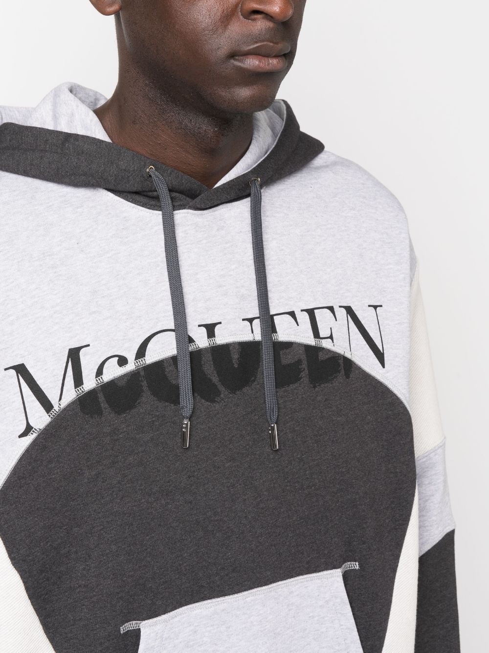 ALEXANDER MCQUEEN MEN Logo Print Cotton Hoodie Grey - MAISONDEFASHION.COM
