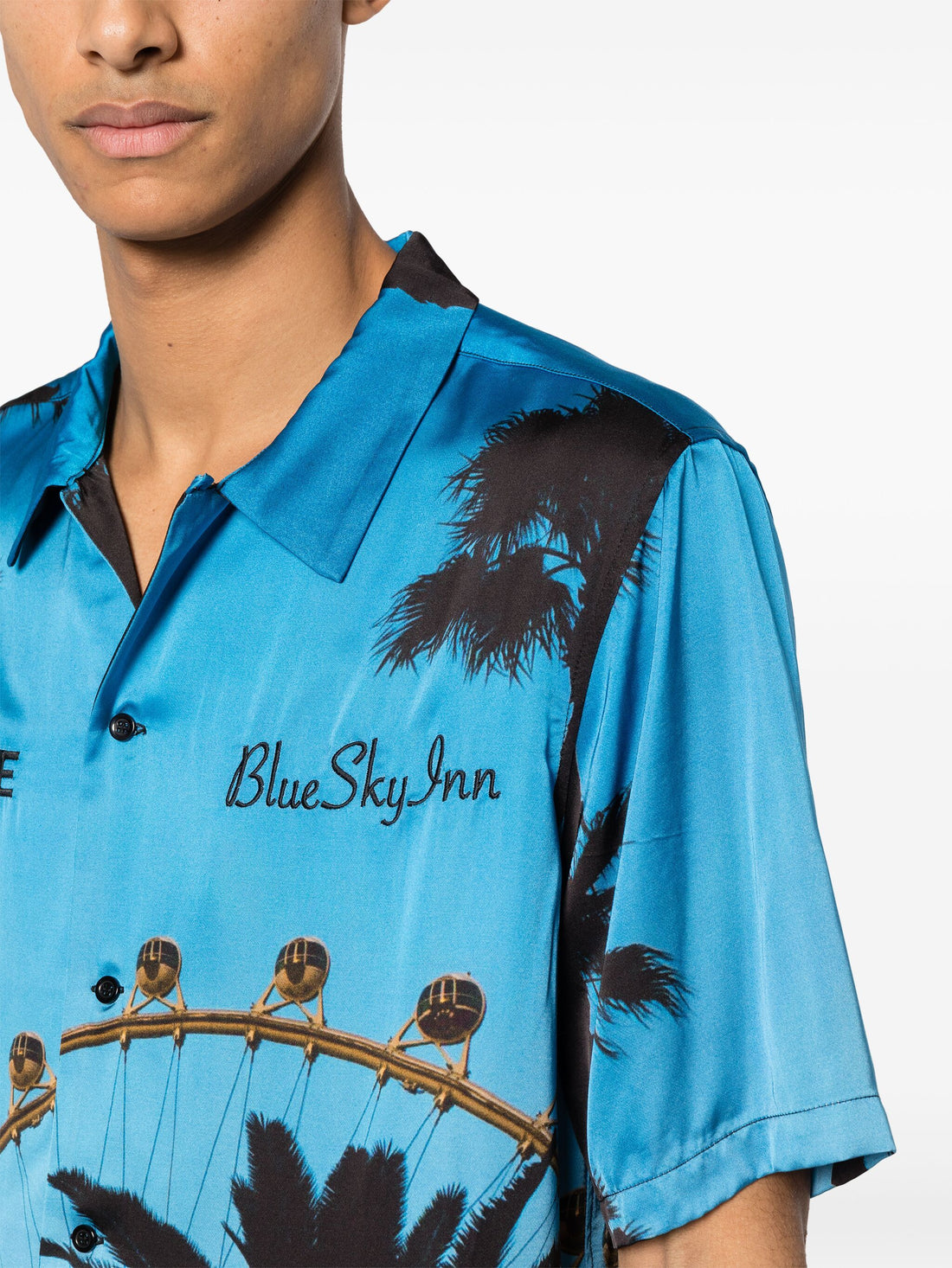 PURPLE BRAND MEN x BLUE SKY INN Logo Embroidered Shirt Blue - MAISONDEFASHION.COM