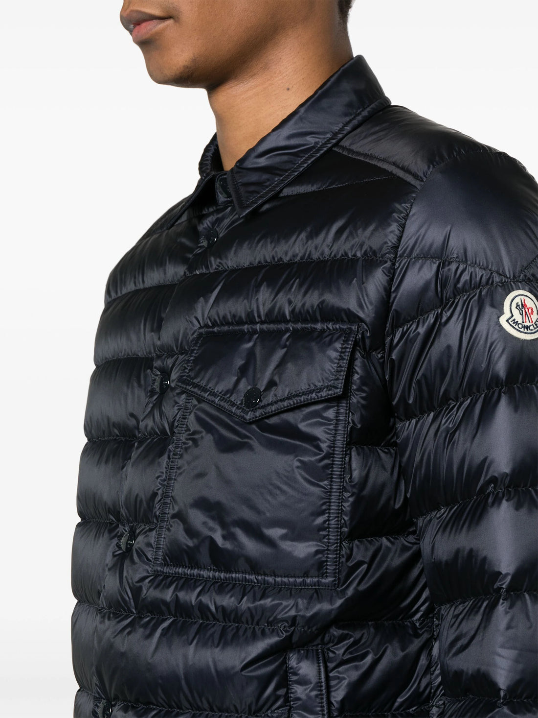 MONCLER Tenibres Logo Patch Padded Jacket Navy