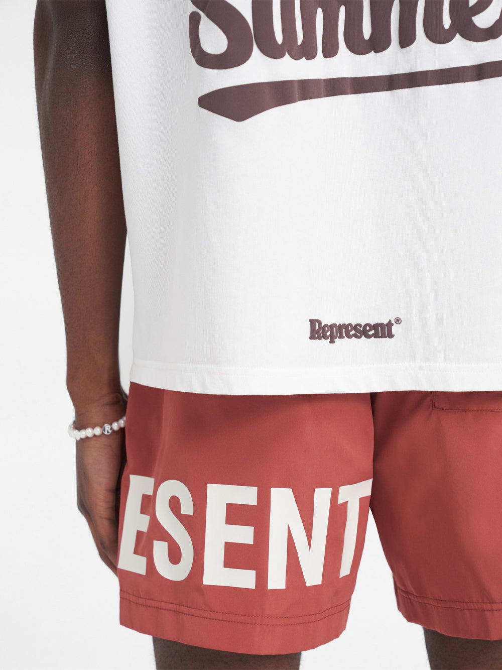 REPRESENT Logo Print Drawstring Swim Shorts Sunrise