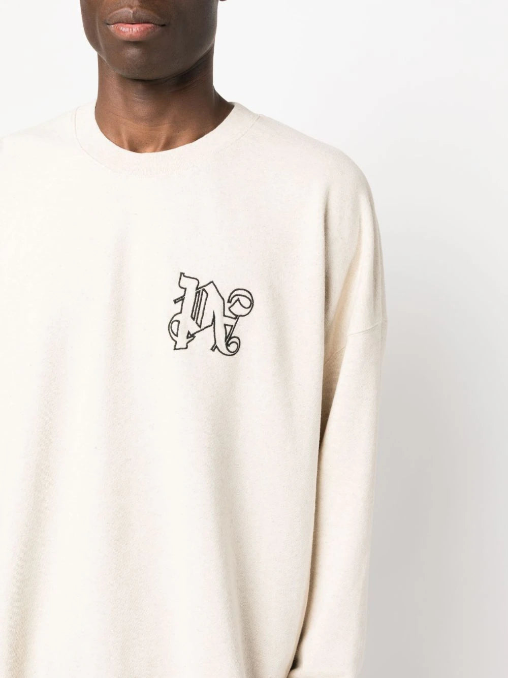 スウェット・トレーナー PALM ANGELS Pa Monogram Linen Crewneck Beige/Black PALM ANGELS Pa Monogram Linen Crewneck Beige/Black