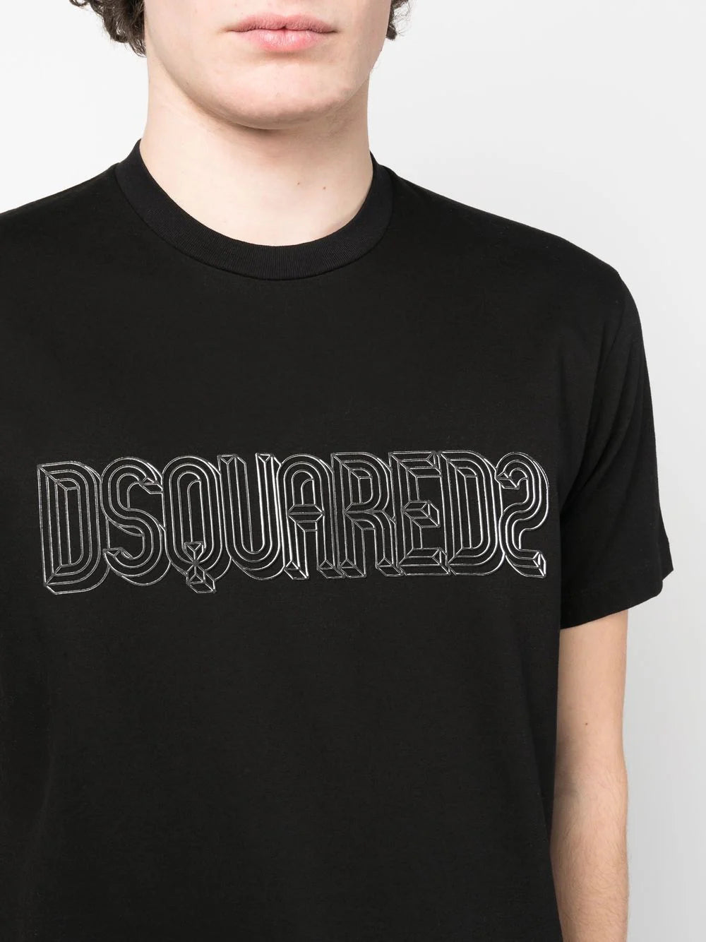 DSQUARED2 Graphic Print Cool 3D effect T-Shirt Black - MAISONDEFASHION.COM