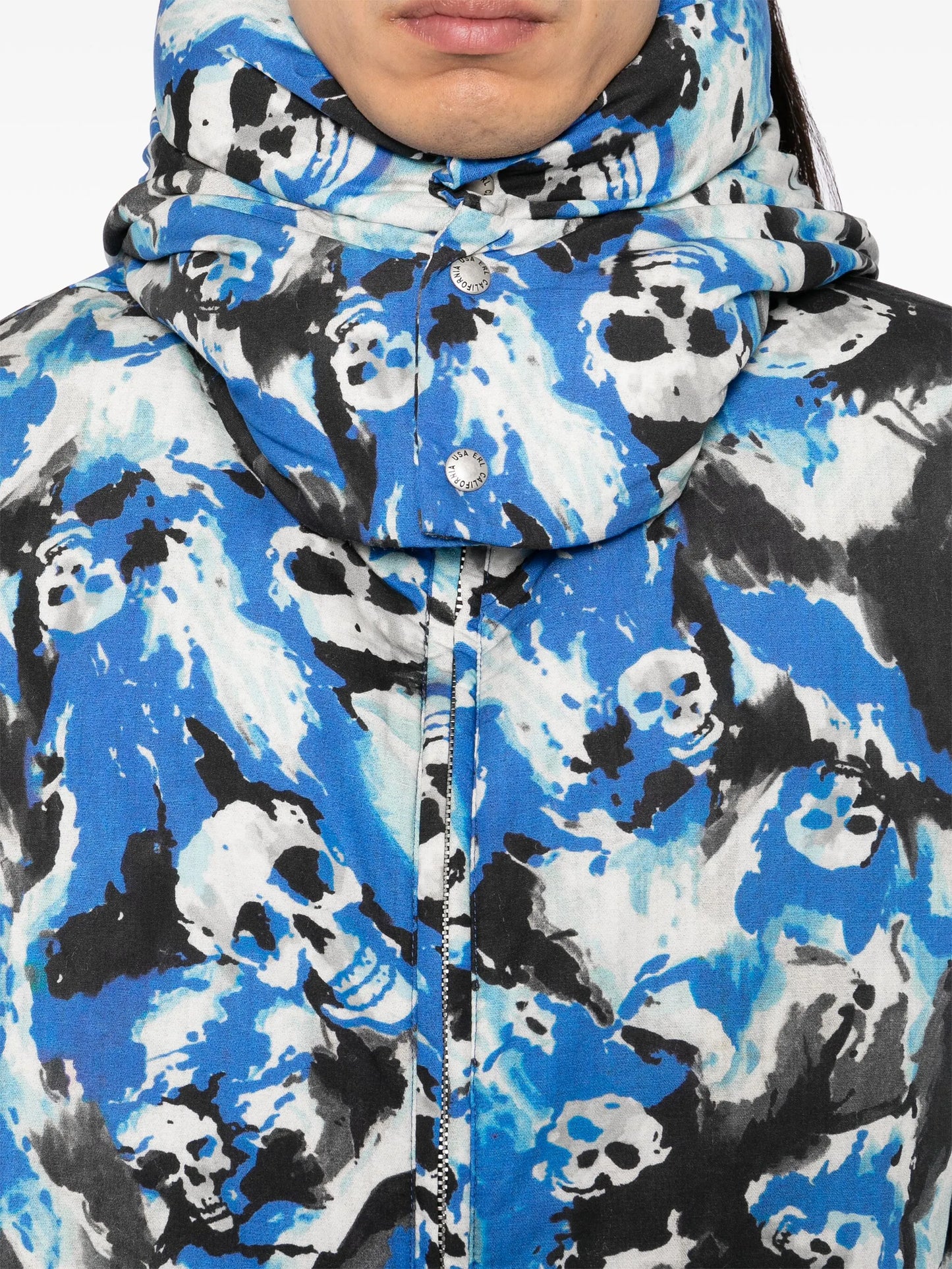 アウターその他 ERL Skull Print Puffer Jacket Blue ERL Skull Print Puffer Jacket Blue – MAISONDEFASHION.COM