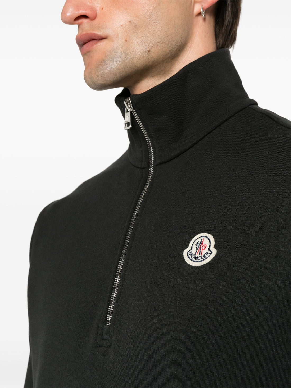 MONCLER Zip-Up Sweatshirt Black - MAISONDEFASHION.COM