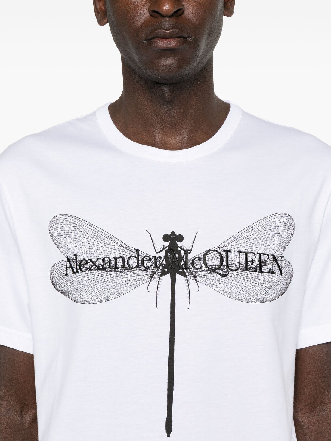 ALEXANDER MCQUEEN Dragonfly-Print Cotton T-Shirt White