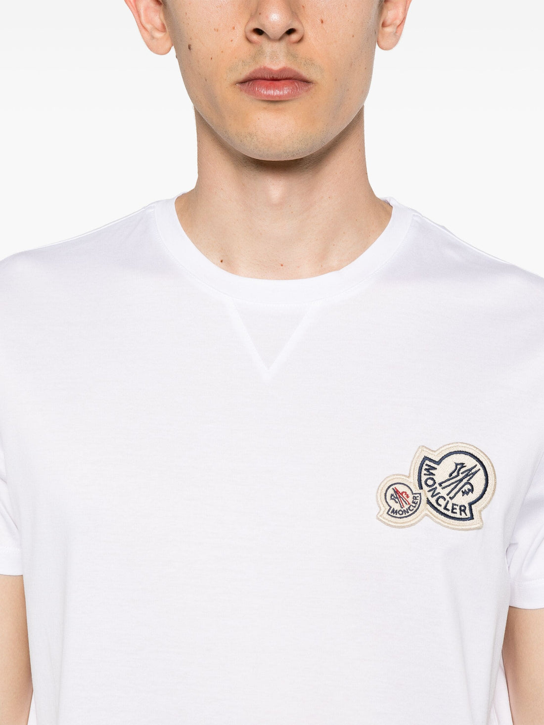 MONCLER Double Logo Patch Cotton T-Shirt White