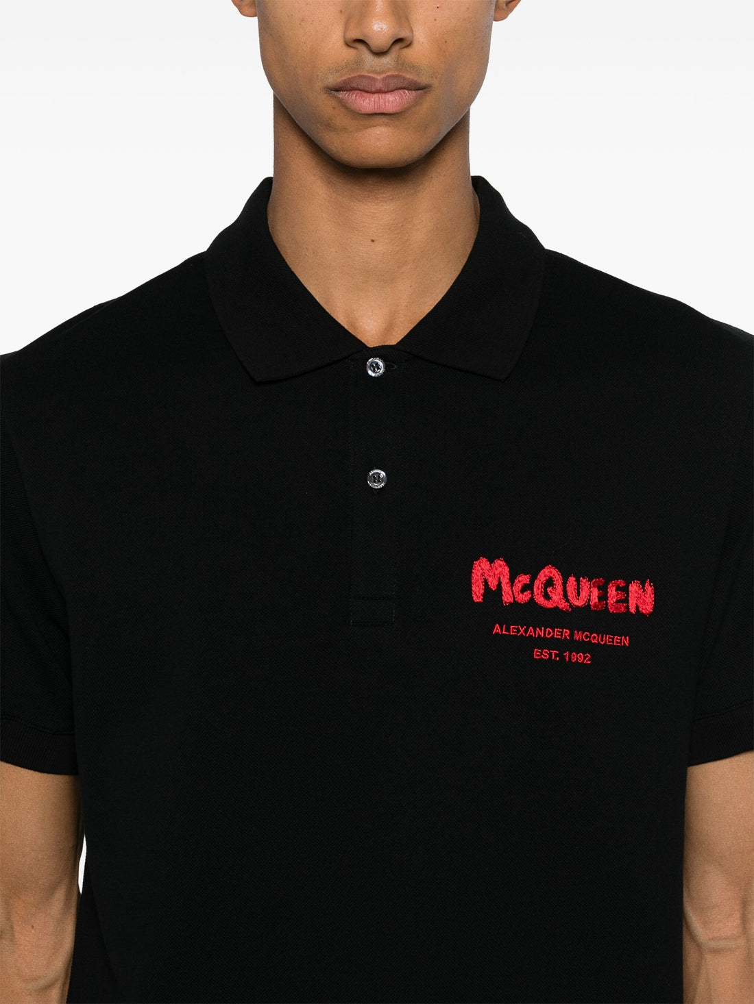 ALEXANDER MCQUEEN Logo Graffiti Print Polo Shirt Black