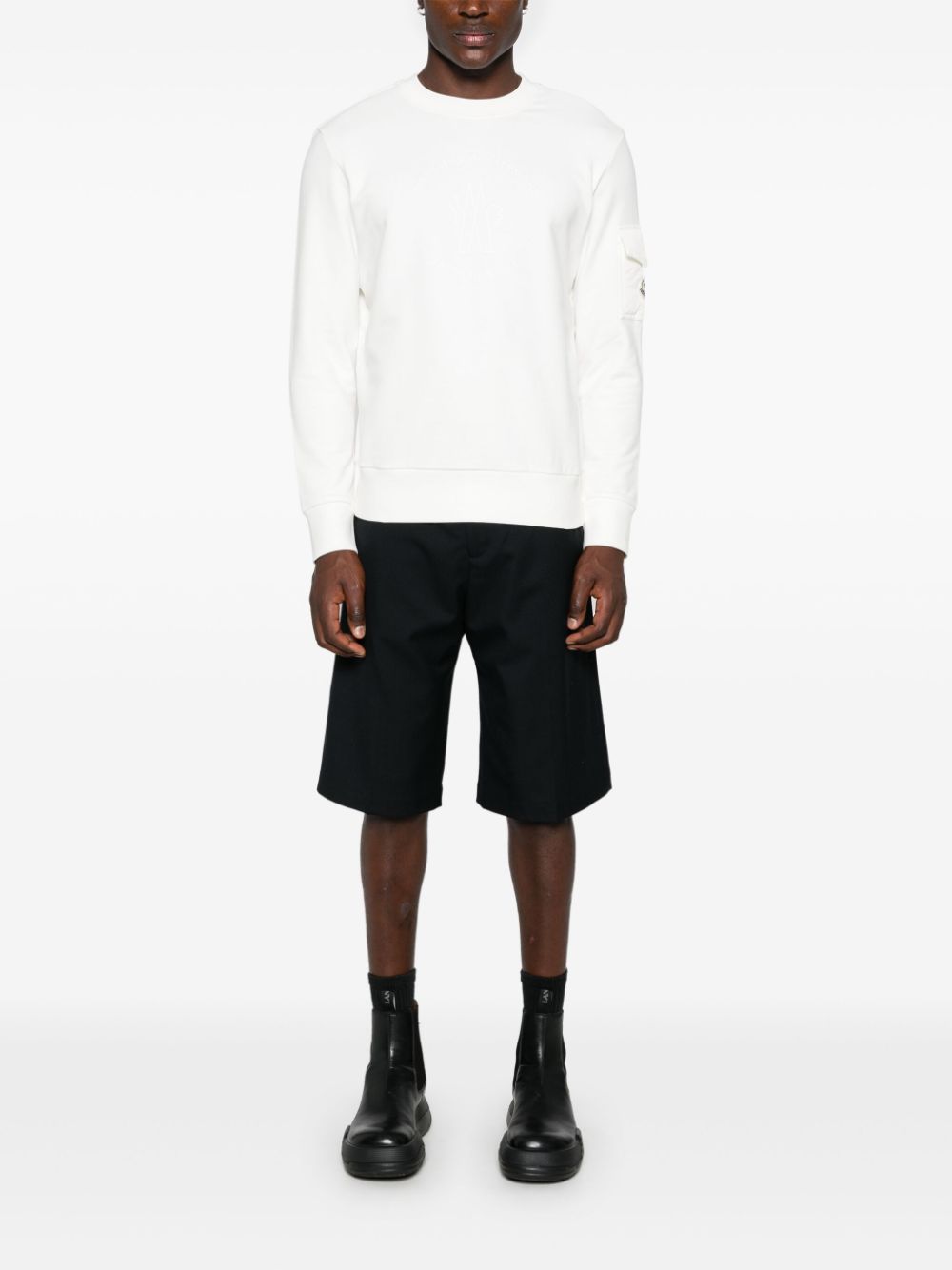 MONCLER Logo Pocket Cotton Sweatshirt White