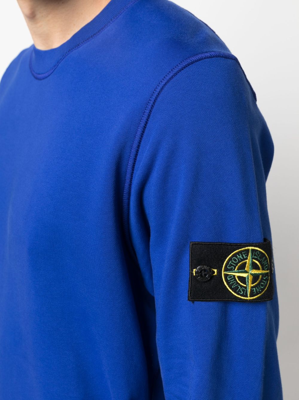 STONE ISLAND Compass Patch Logo Sweatshirt Royal Blue - MAISONDEFASHION.COM
