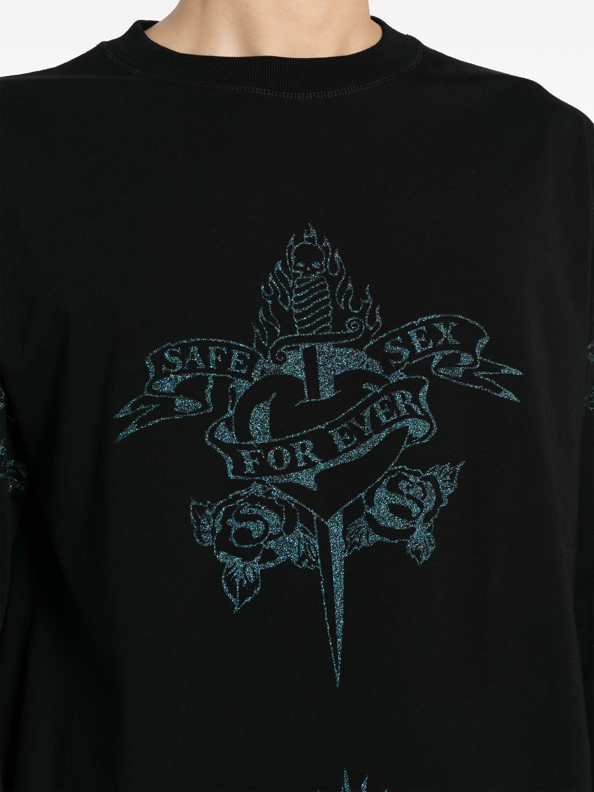 JEAN PAUL GAULTIER UNISEX Oversized Printed Glitter Graphic Long