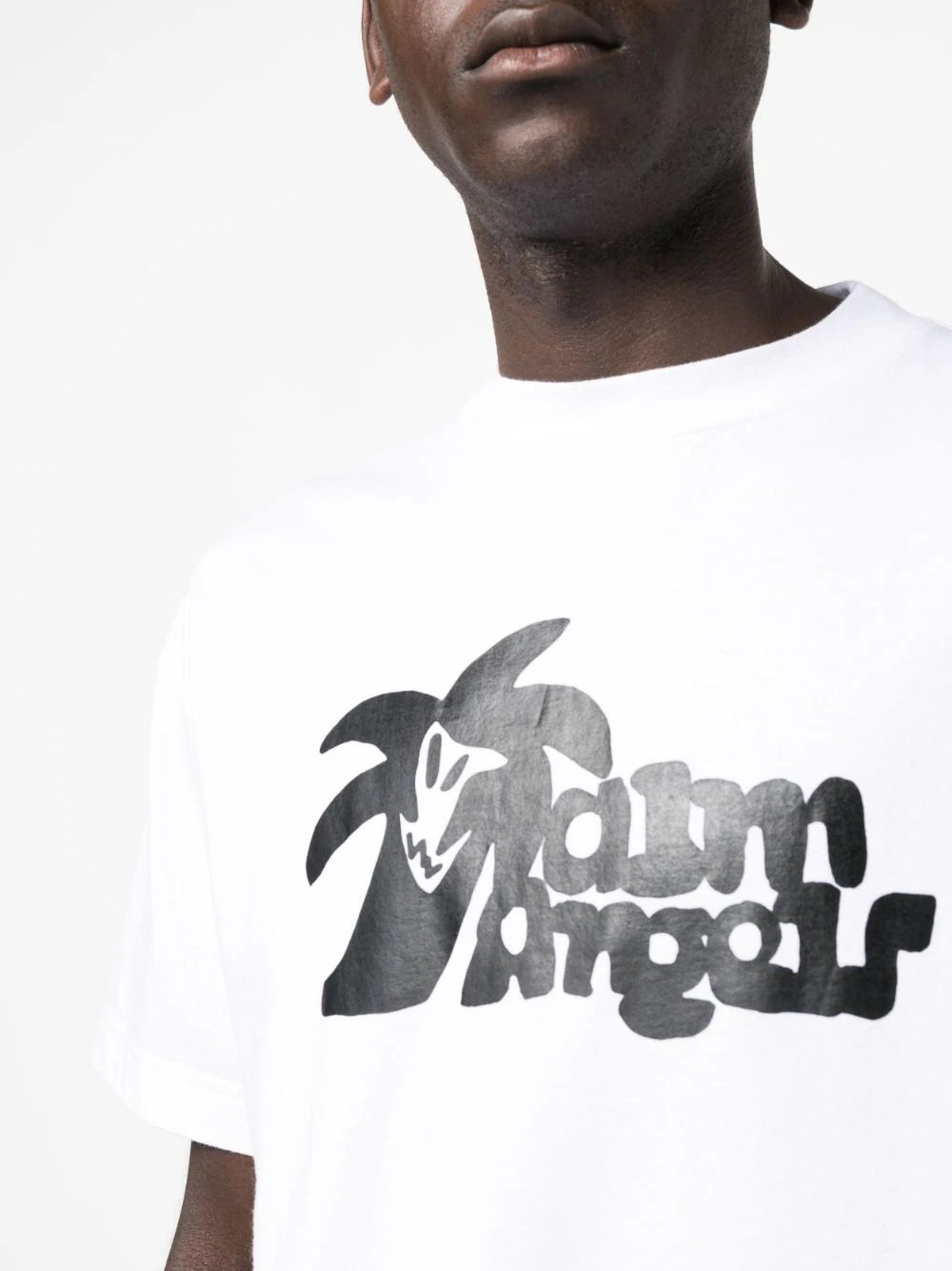 PALM ANGELS MEN "Hunter" Classic T-Shirt White/Black - MAISONDEFASHION.COM