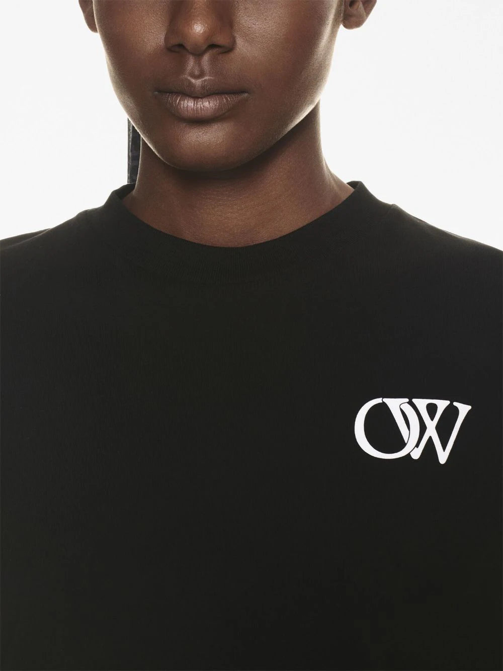 OFF-WHITE WOMEN Flock OW Basic T-Shirt Black/White - MAISONDEFASHION.COM