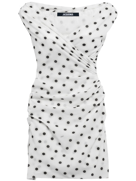 ワンピース JACQUEMUS WOMEN The Rita Polka-Dot Printed Dress White/Black JACQUEMUS WOMEN The Rita Polka-Dot Printed Dress White/Black