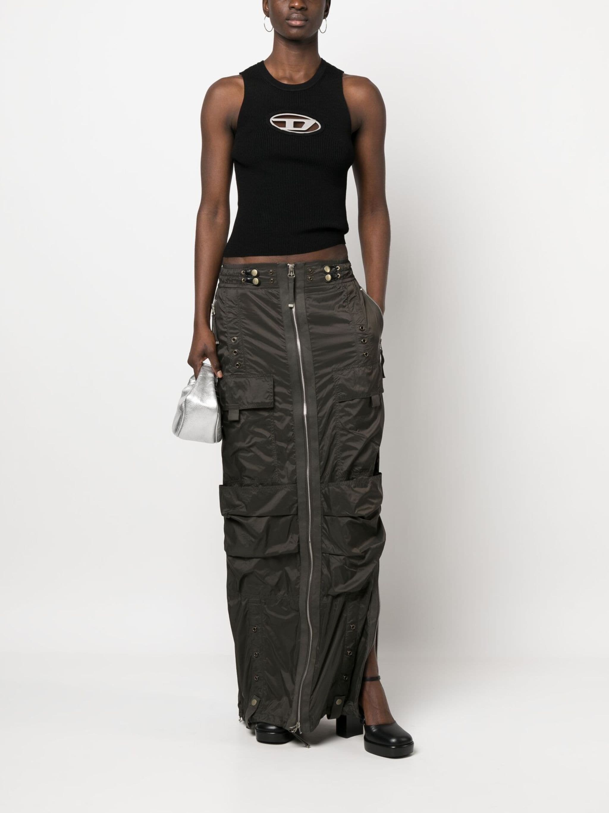 DIESEL WOMEN M-Onerva Cut-out Logo-plaque Knitted Top Black