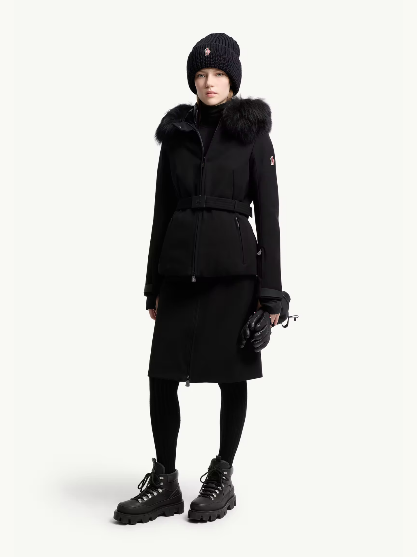 MONCLER GRENOBLE WOMEN Bauges Hooded Shearling-Trimmed Insulated Ski Jacket Black - MAISONDEFASHION.COM