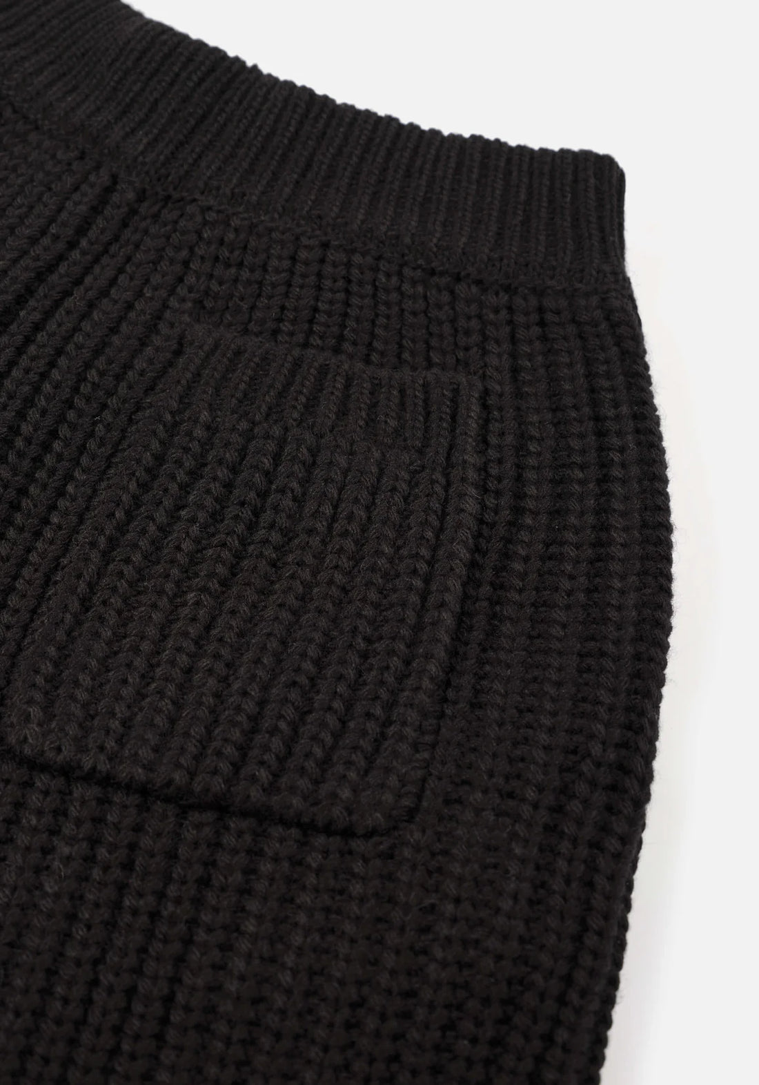 MKI MIYUKI ZOKU Chunky Rib Knit Wide Leg Joggers Black - MAISONDEFASHION.COM