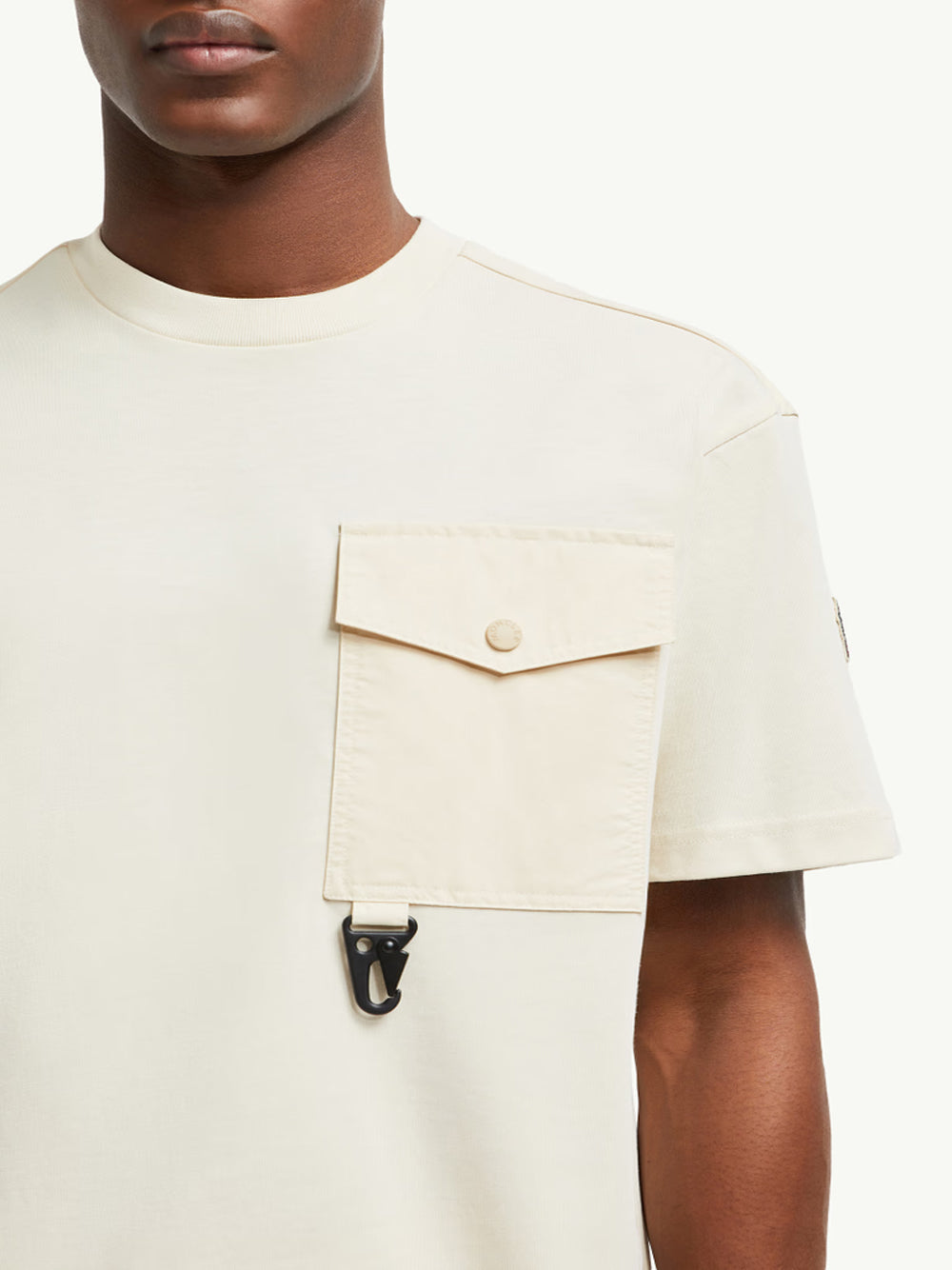 MONCLER GRENOBLE Pocket Cotton T-Shirt Cream
