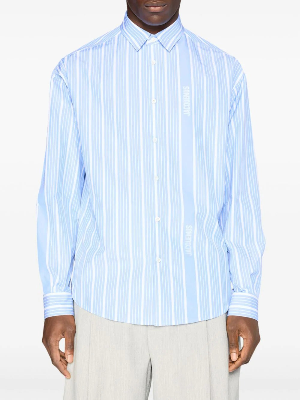 JACQUEMUS La Chemise Simon Big Logo Shirt Blue/White