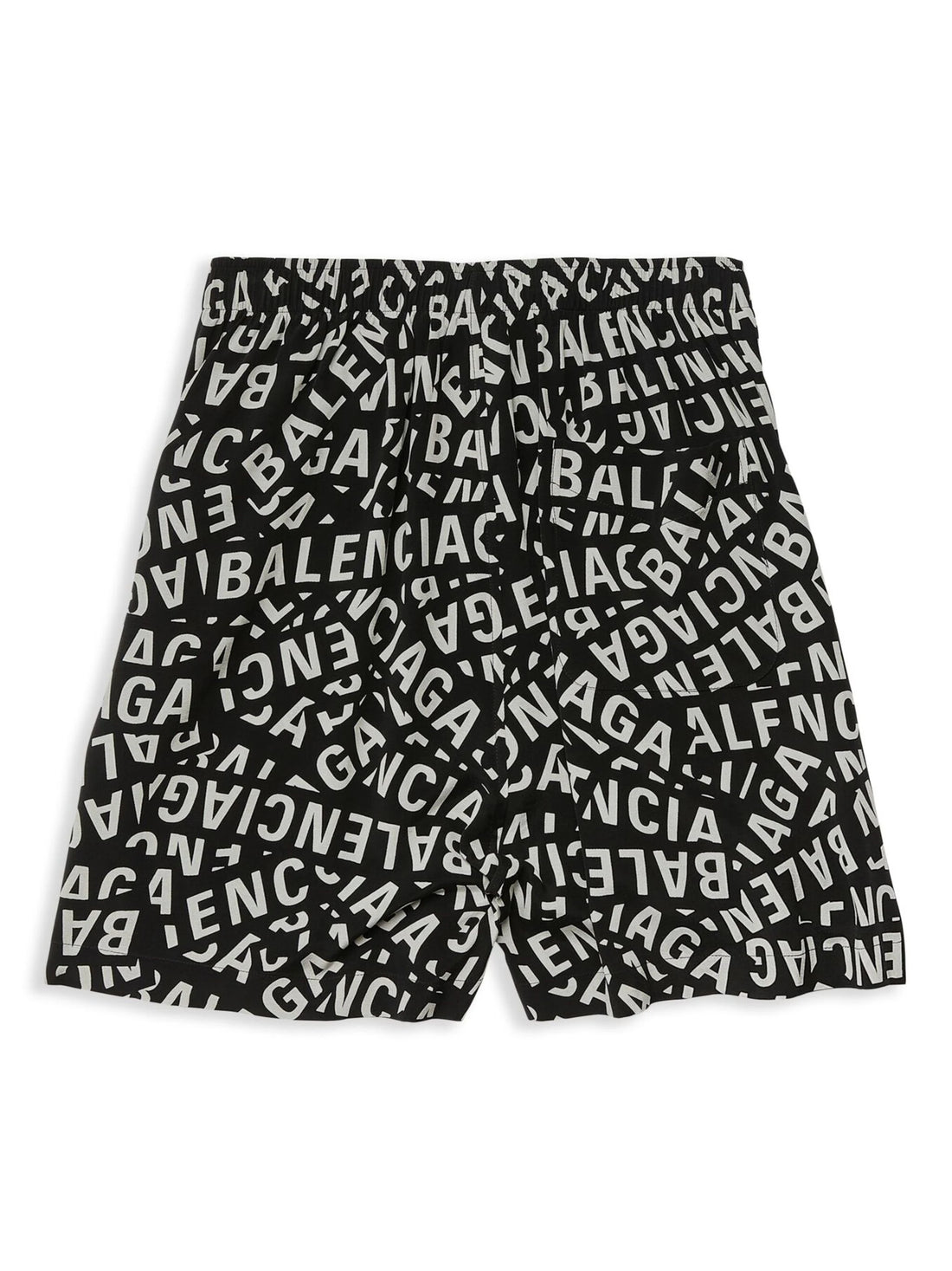 BALENCIAGA All Over Logo Print Tape Shorts Black/Grey - MAISONDEFASHION.COM