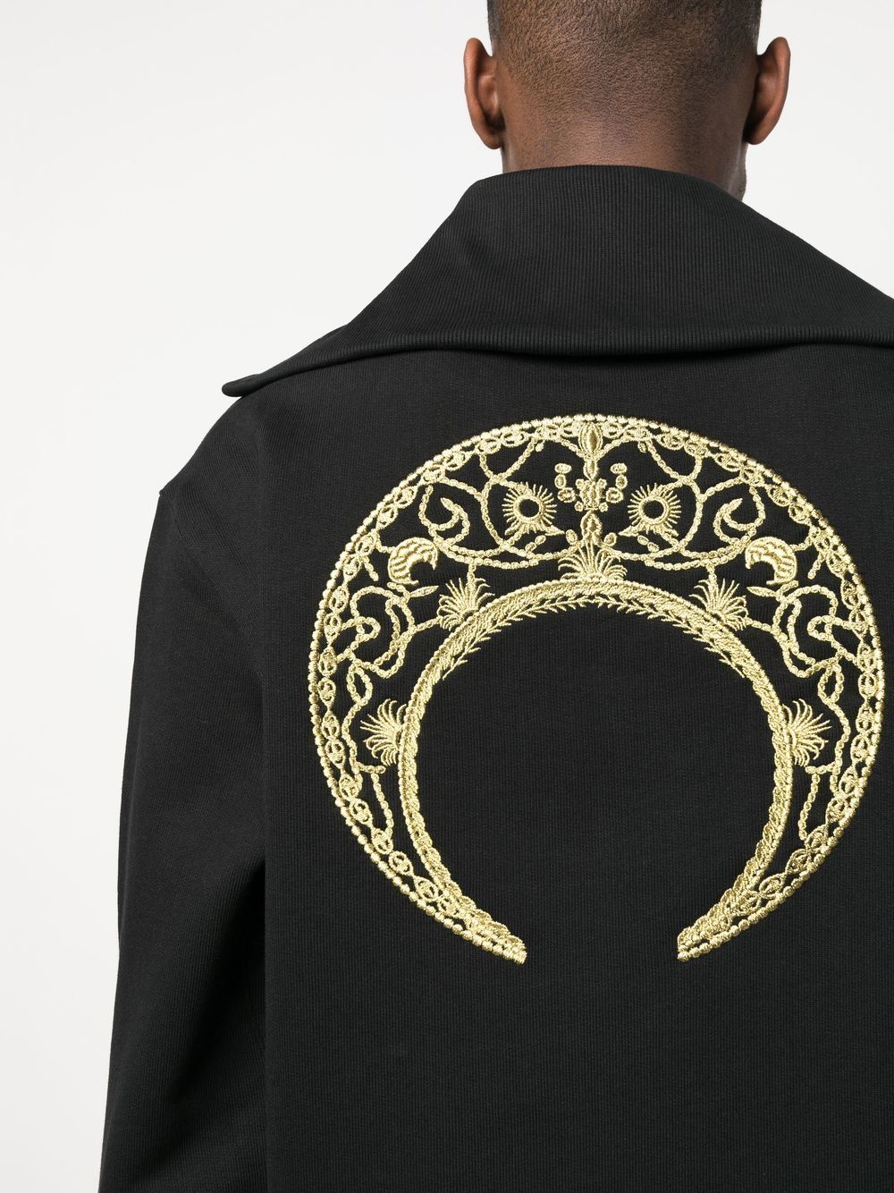 MARINE SERRE Ornament Moon Half Zip Sweater Black