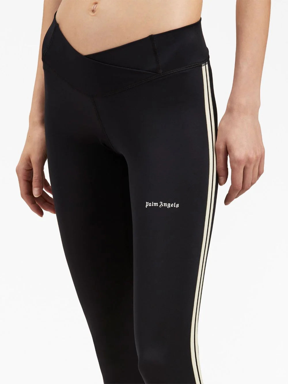 PALM ANGELS WOMEN New Classic Training Leggings Black/White - MAISONDEFASHION.COM