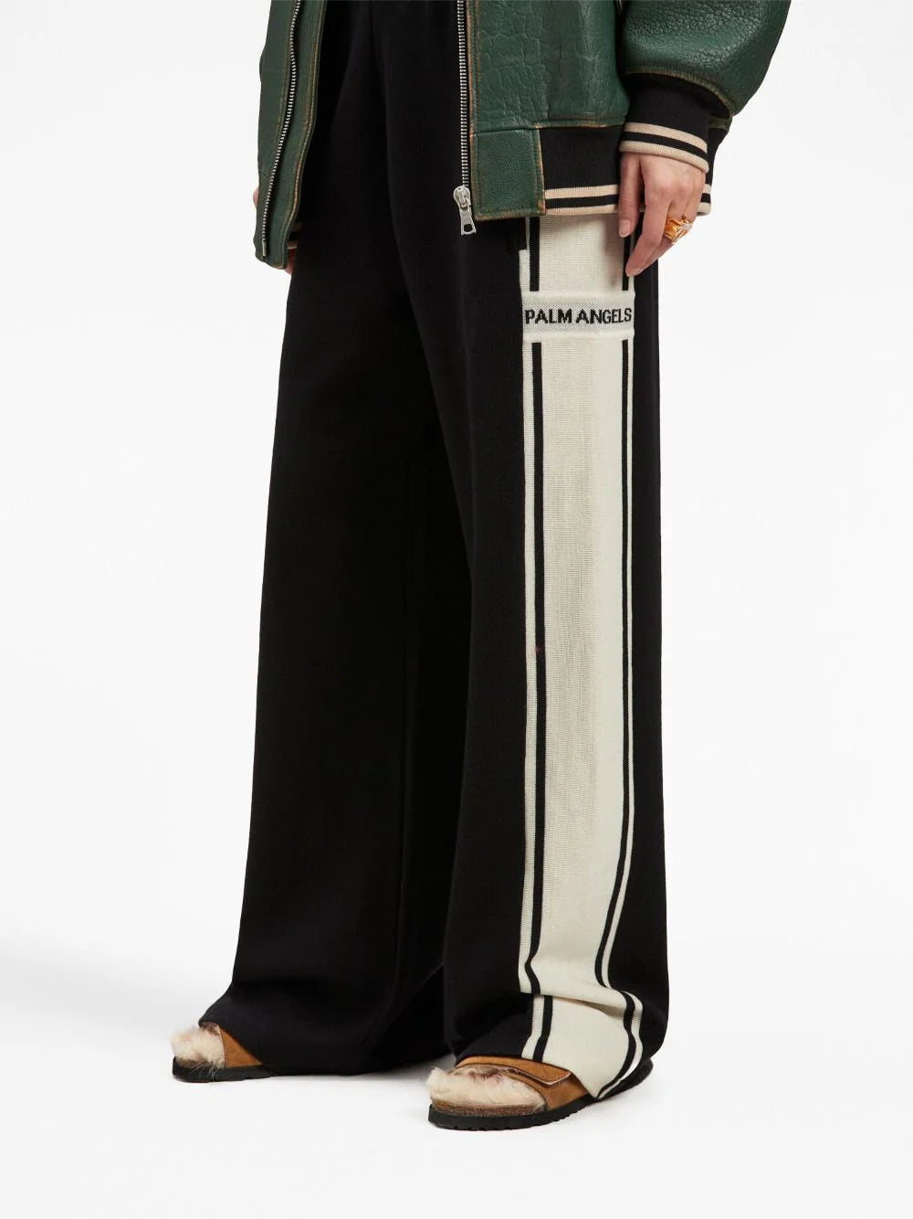 パンツ PALM ANGELS WOMEN Racing Knit Track Pants Black/Butter PALM ANGELS WOMEN Racing Knit Track Pants Black/Butter
