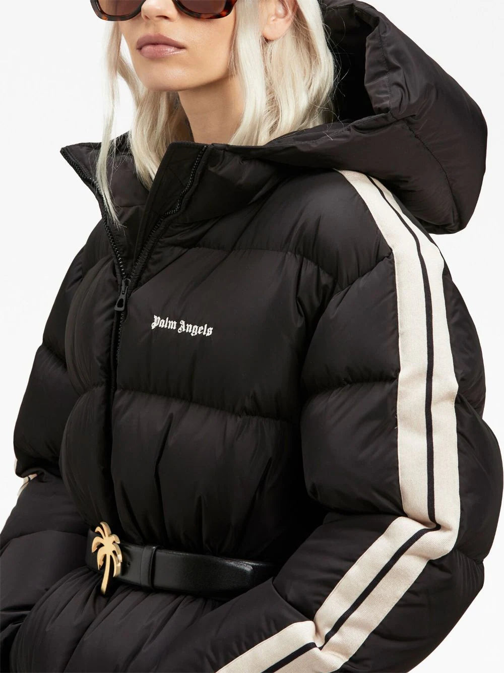 PALM ANGELS WOMEN Waist Belt Down Jacket Black/Off White