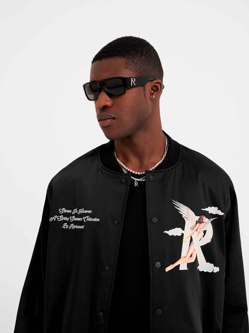 REPRESENT Storms in Heaven Souvenir Bomber Jacket Black