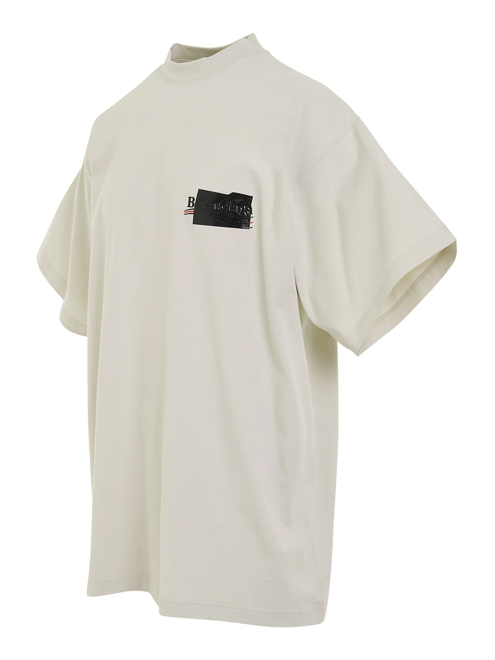 BALENCIAGA Political Campaign logo-embroidered T-shirt Ecru BALENCIAGA Political Campaign logo-embroidered T-shirt Ecru