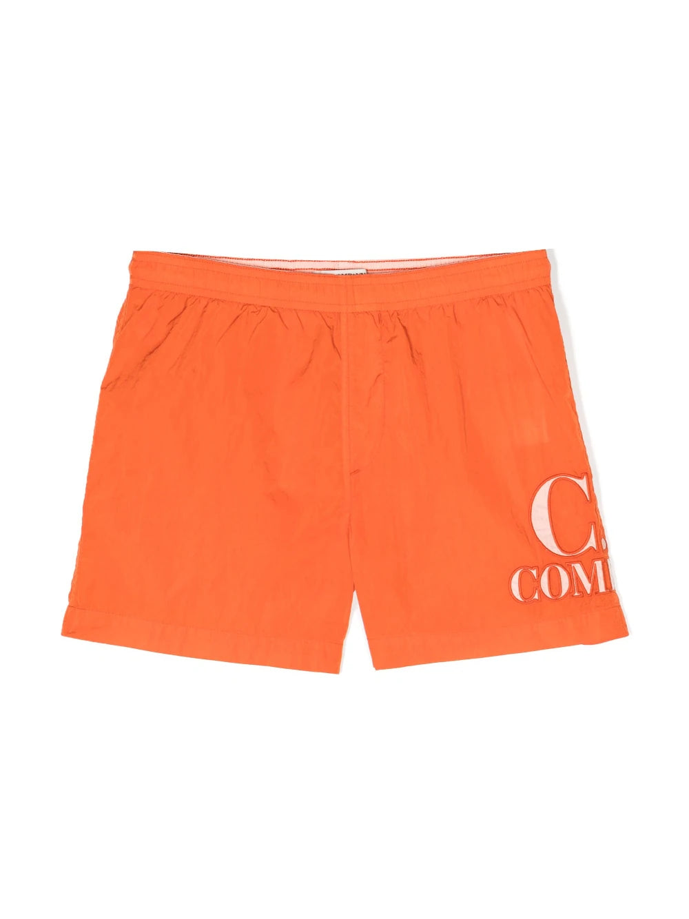 C.P. COMPANY KIDS Big Logo Beach Shorts Orange - MAISONDEFASHION.COM