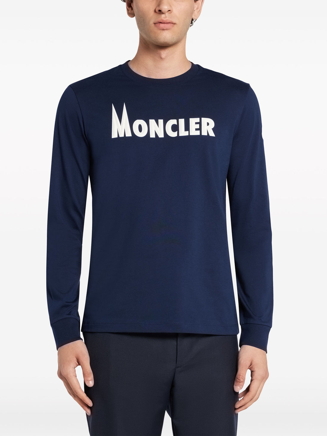 MONCLER Long-sleeved T-shirt Night Blue - MAISONDEFASHION.COM