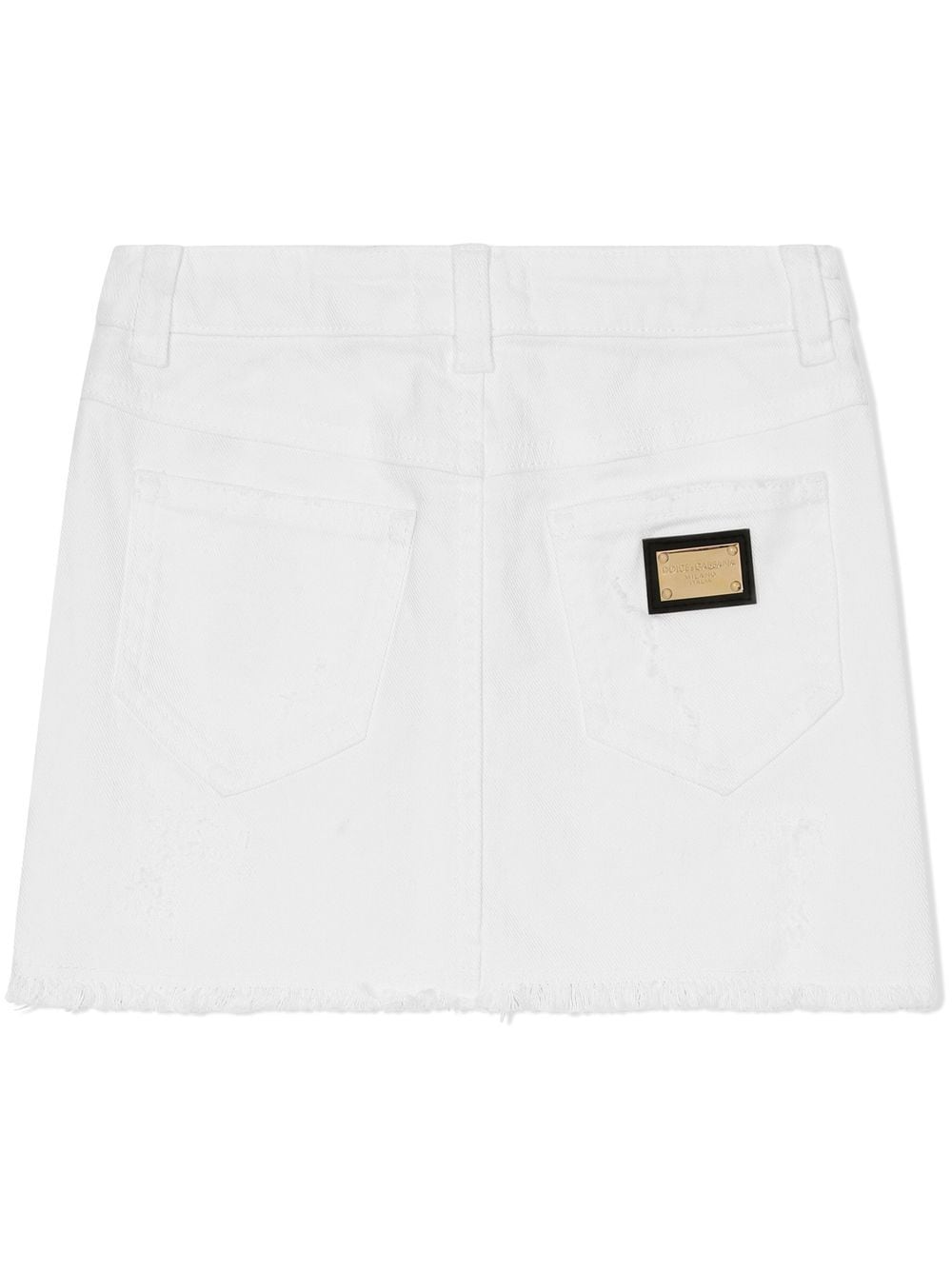 DOLCE & GABBANA KIDS Denim Skirt White - MAISONDEFASHION.COM