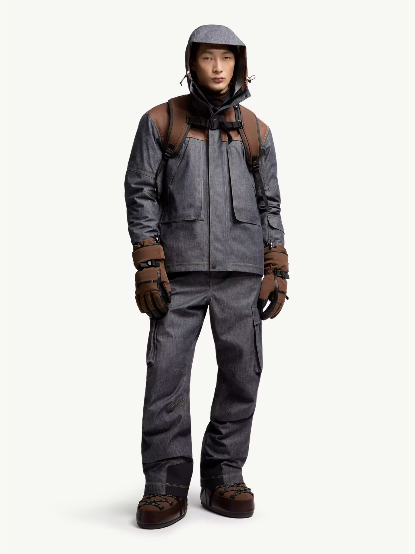 MONCLER GRENOBLE Langtang Hooded Denim Ski Jacket Dark Grey - MAISONDEFASHION.COM