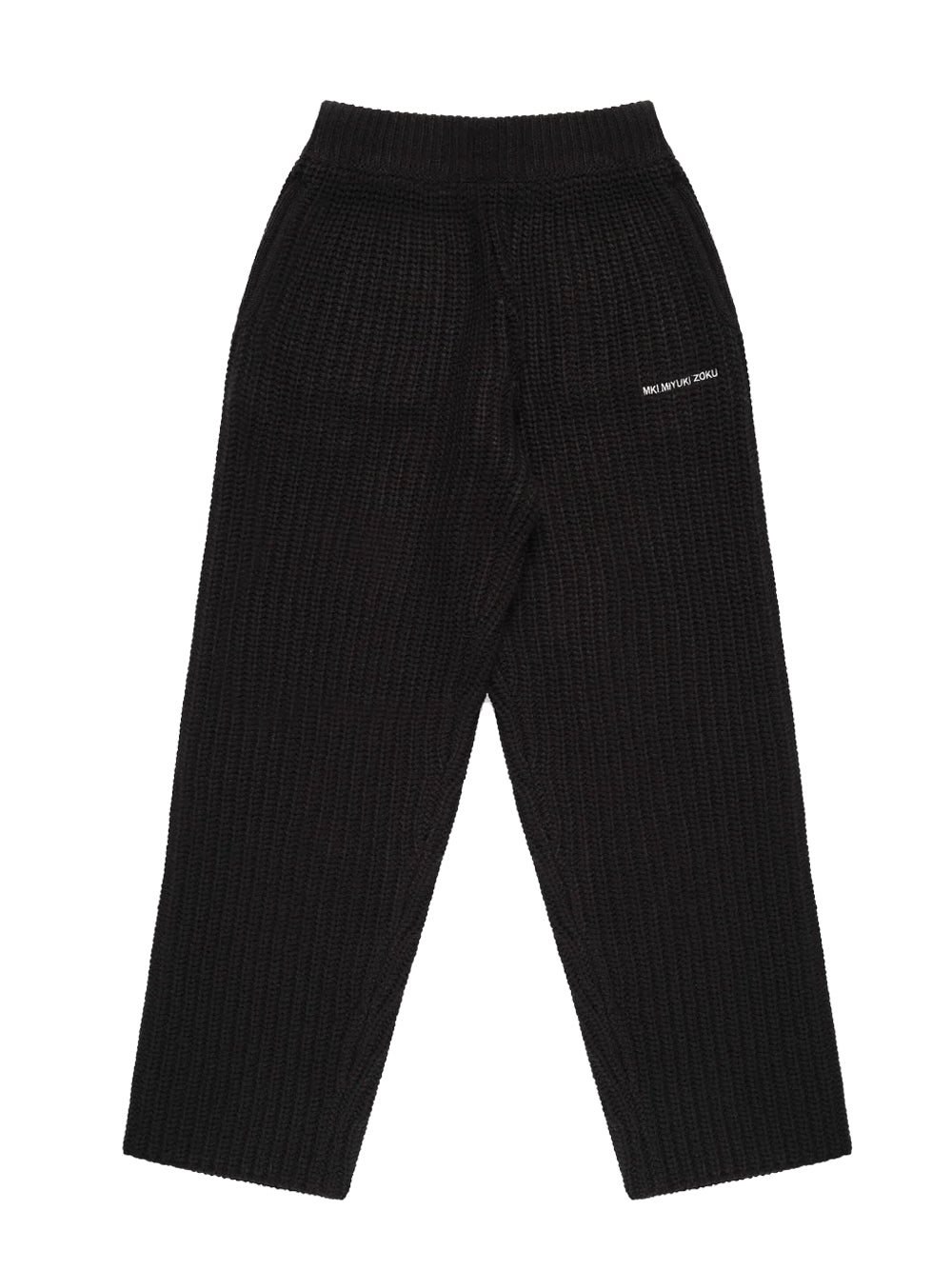 MKI MIYUKI ZOKU Chunky Rib Knit Wide Leg Joggers Black - MAISONDEFASHION.COM