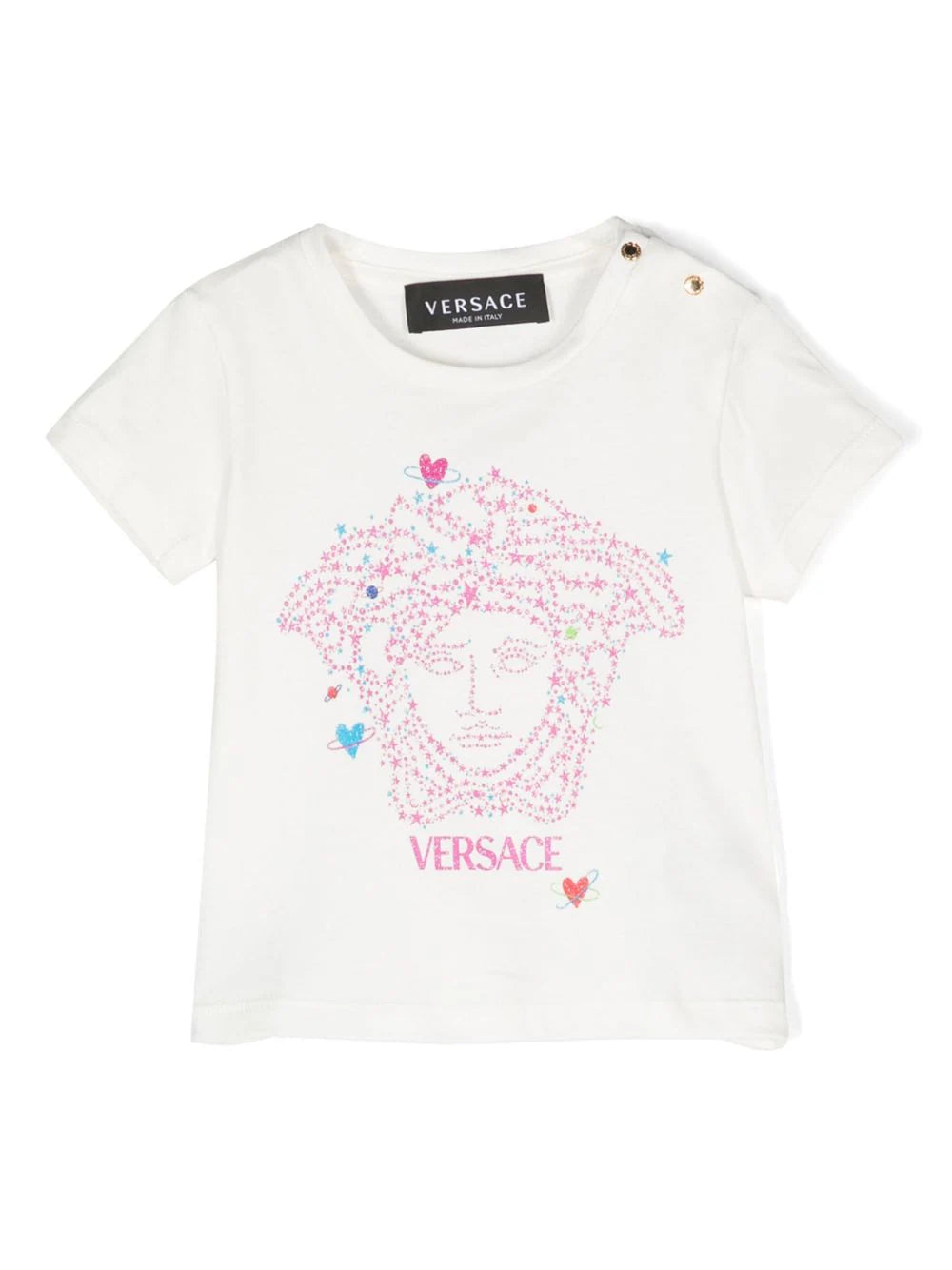VERSACE BABY Girls Medusa-print Cotton T-shirt White/Multicolour - MAISONDEFASHION.COM