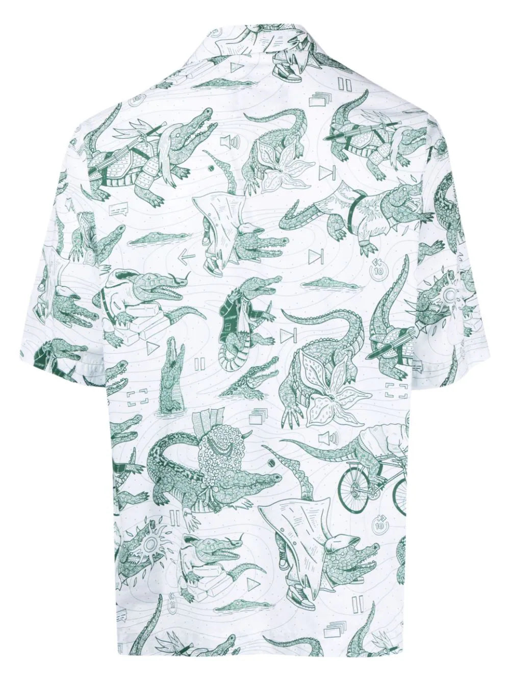 LACOSTE x Netflix Crocodile-print Cotton T-shirt Green/White - MAISONDEFASHION.COM