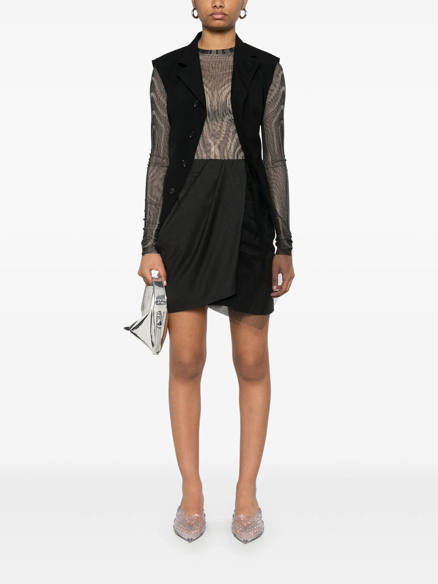 VIVIENNE WESTWOOD WOMEN Drape Mini Skirt Black/Charcoal - MAISONDEFASHION.COM