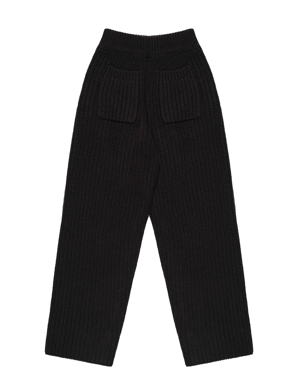 MKI MIYUKI ZOKU Chunky Rib Knit Wide Leg Joggers Black - MAISONDEFASHION.COM