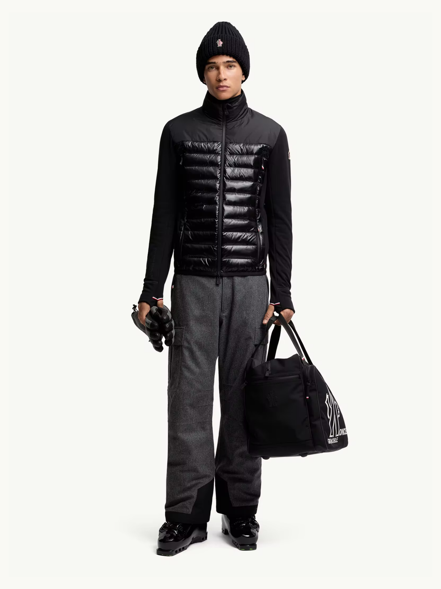 MONCLER GRENOBLE Padded Polartec® Zip-Up Sweatshirt Black - MAISONDEFASHION.COM